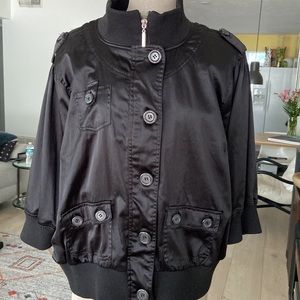 DOTS Black Atlas Bomber Jacket 3/4 sleeves size 2X